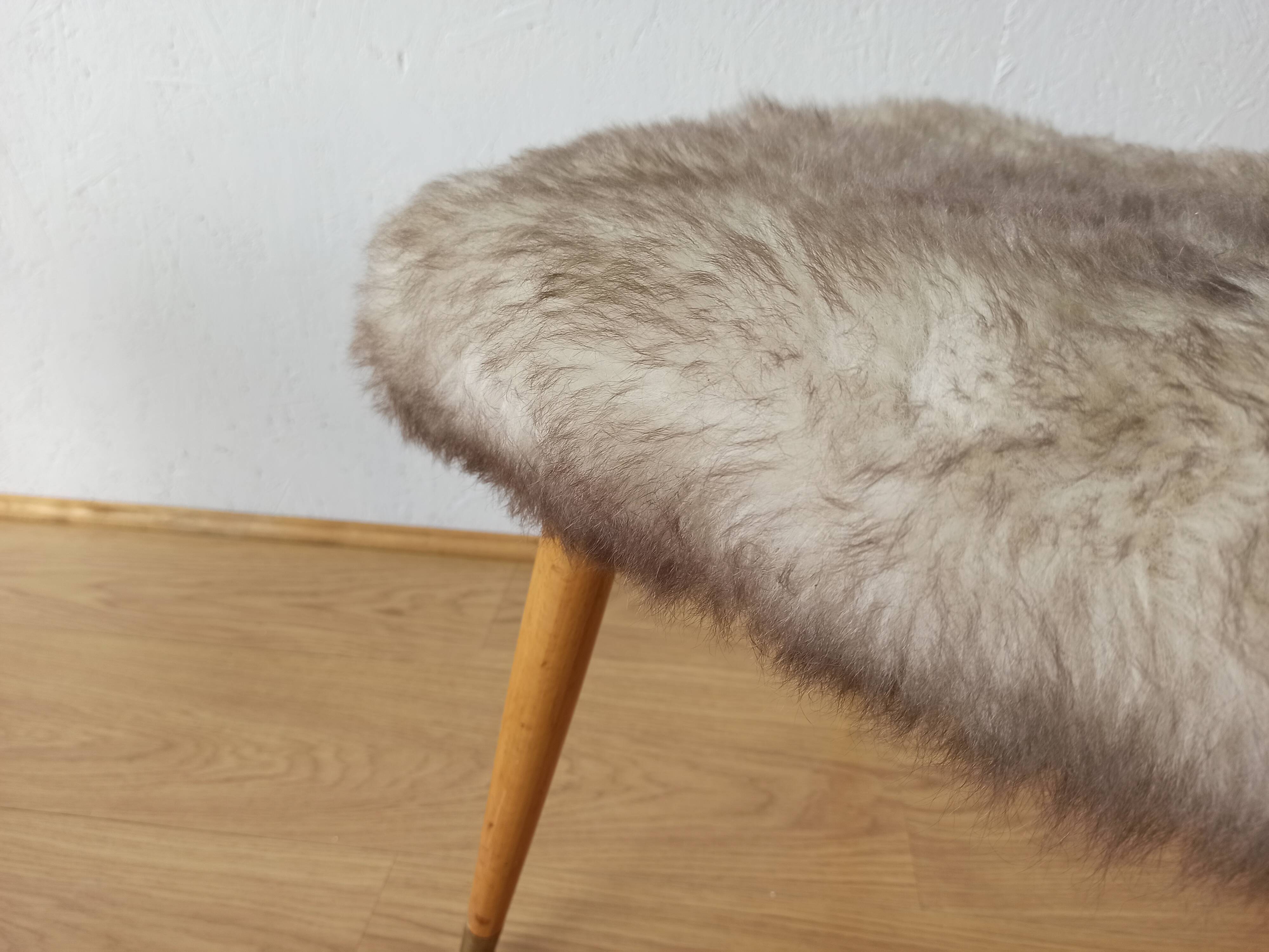 Design stool, furry fabric, 1960