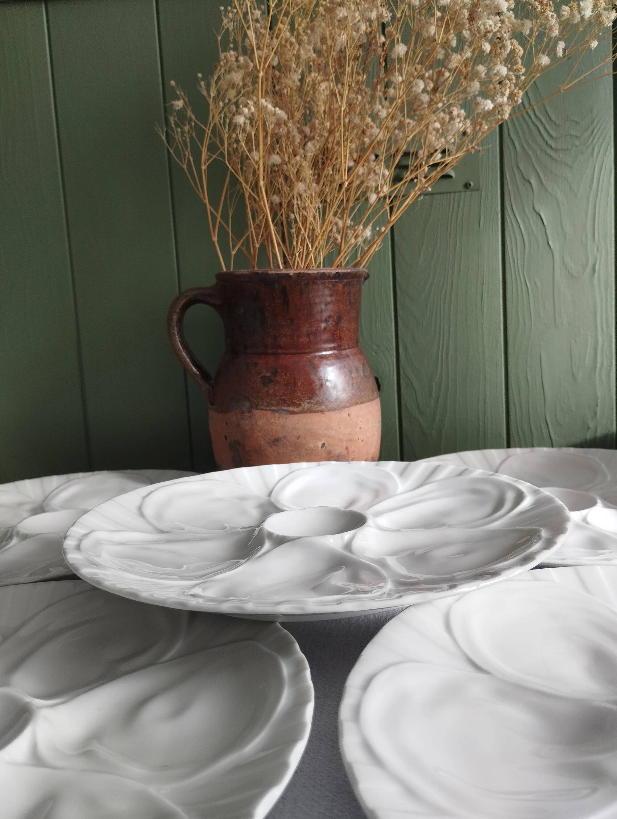 Lot de 6 assiettes à huîtres en porcelaine de Pillivuyt