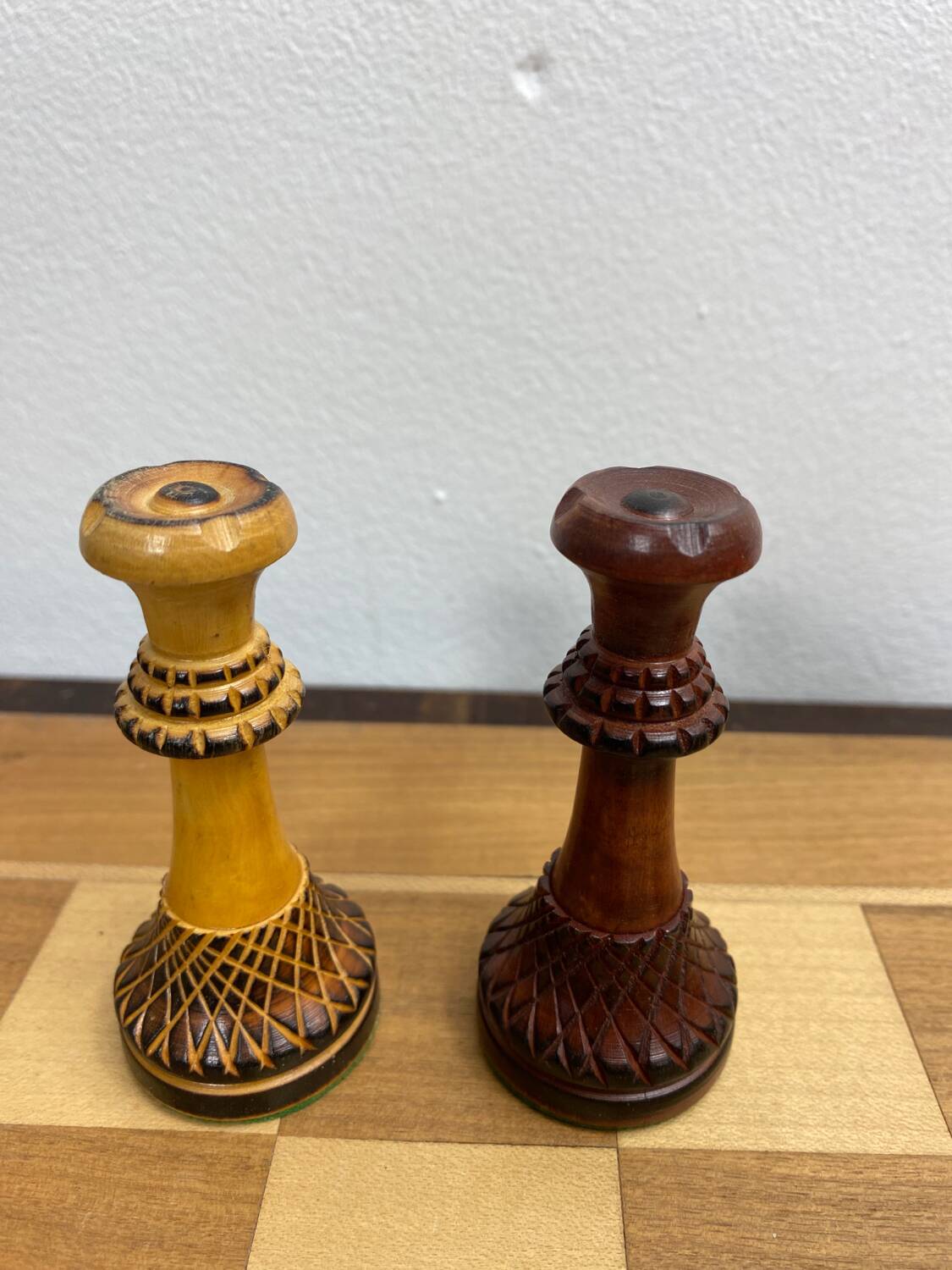 Old wooden chess game
