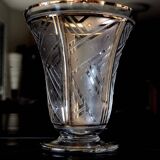 Frosted Art Deco carved vase