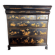black English commode with gold decoration, Asian inspiration