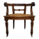 Fauteuil de bureau style Renaissance ancien en bois sculpté et assise cannée