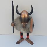 Scandinavian Viking teak and metal statue