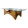Sculptural coffee table in mahogany and glass – Europe, 1970s