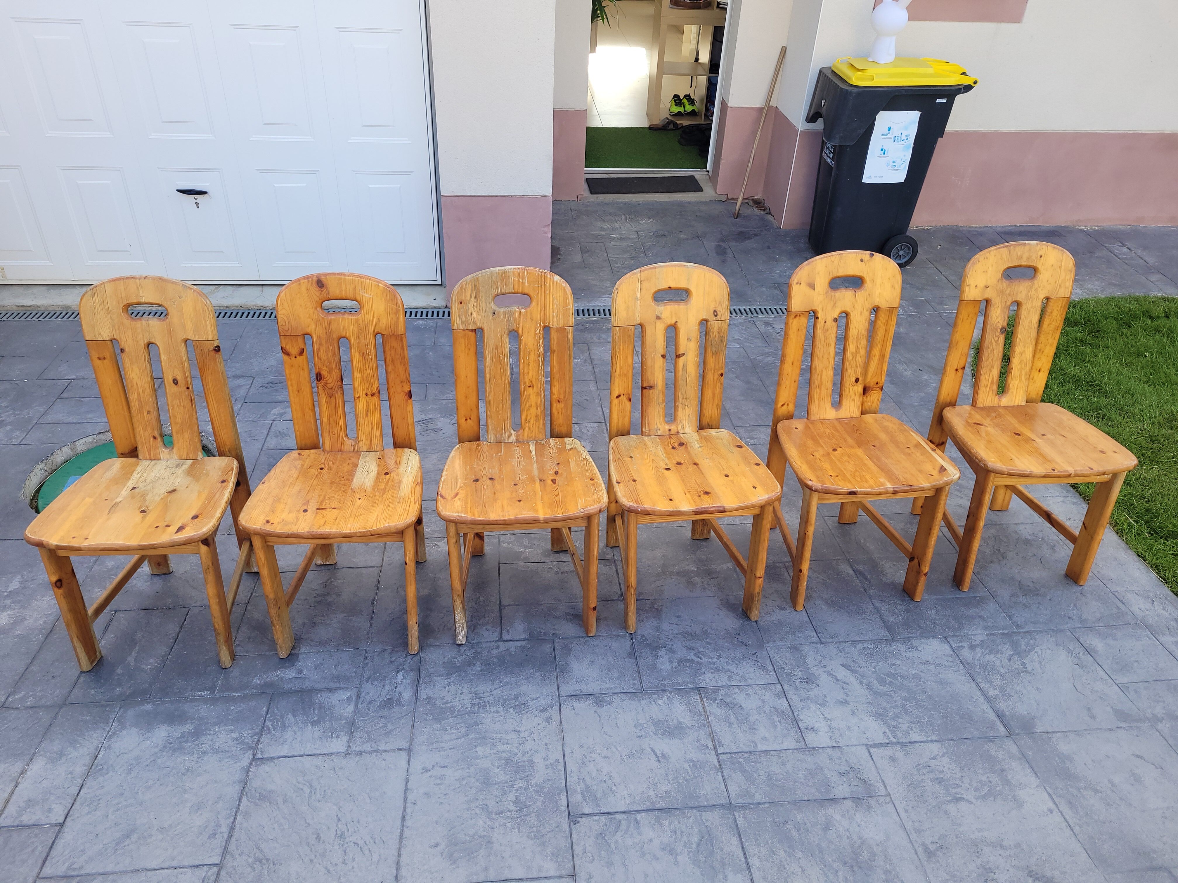 6 pine chairs