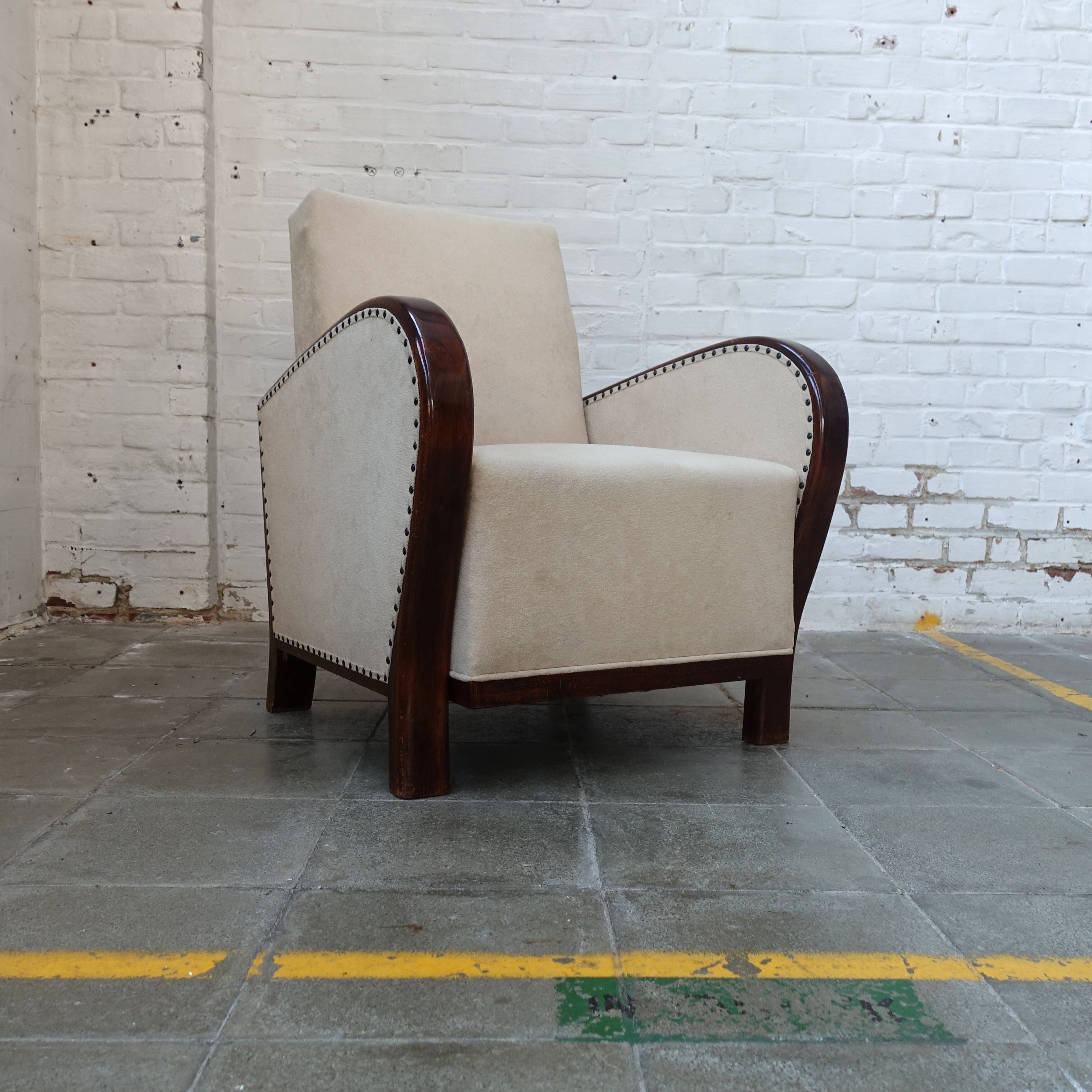 Set of 2 Hungarian Art Deco armchairs