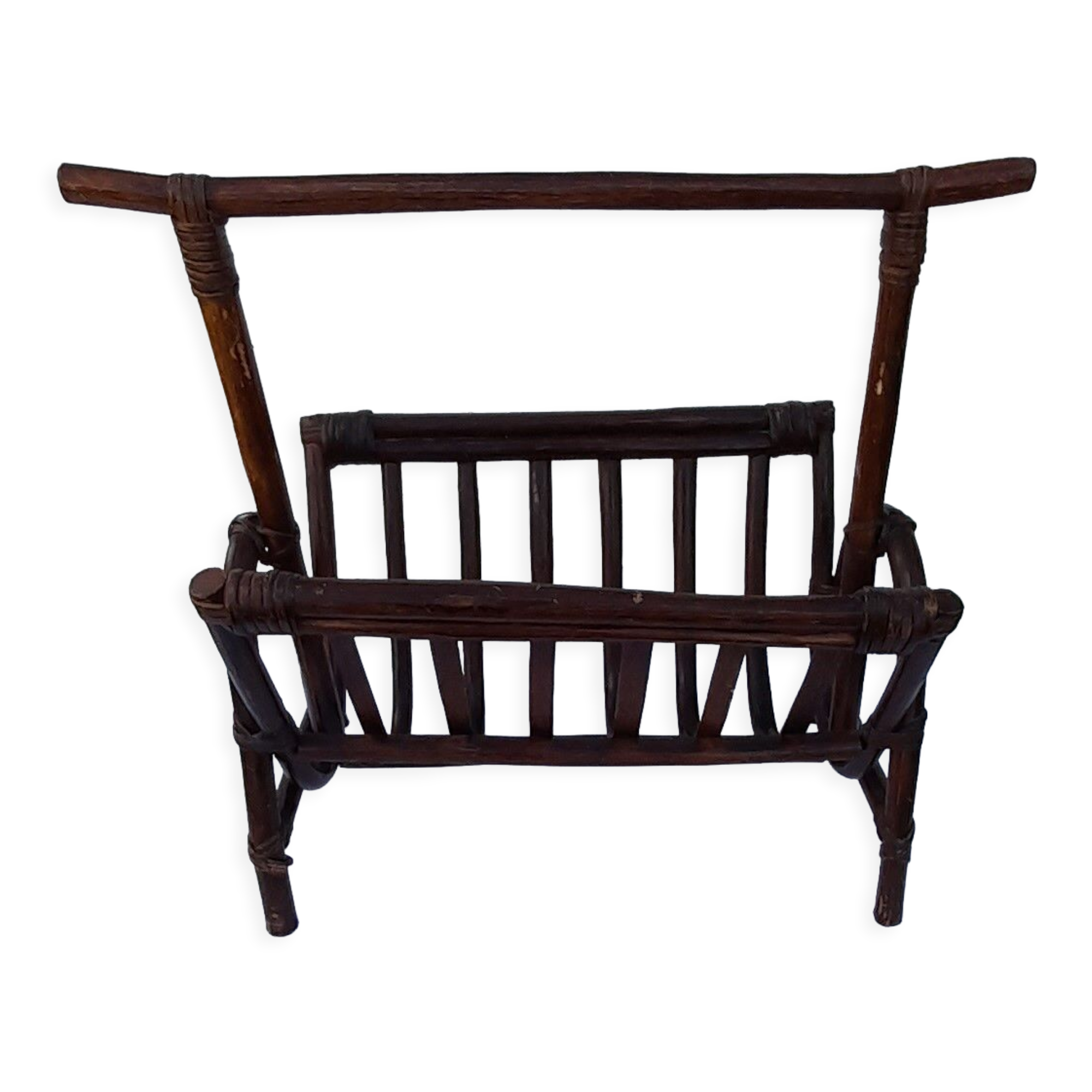 Vintage rattan magazine holder