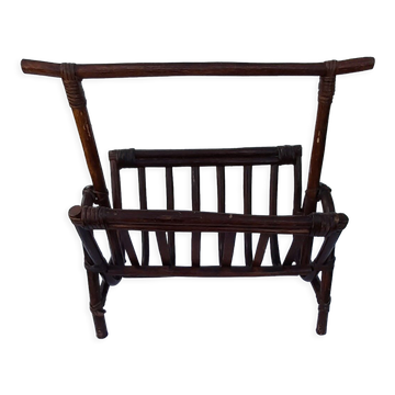 Vintage rattan magazine holder
