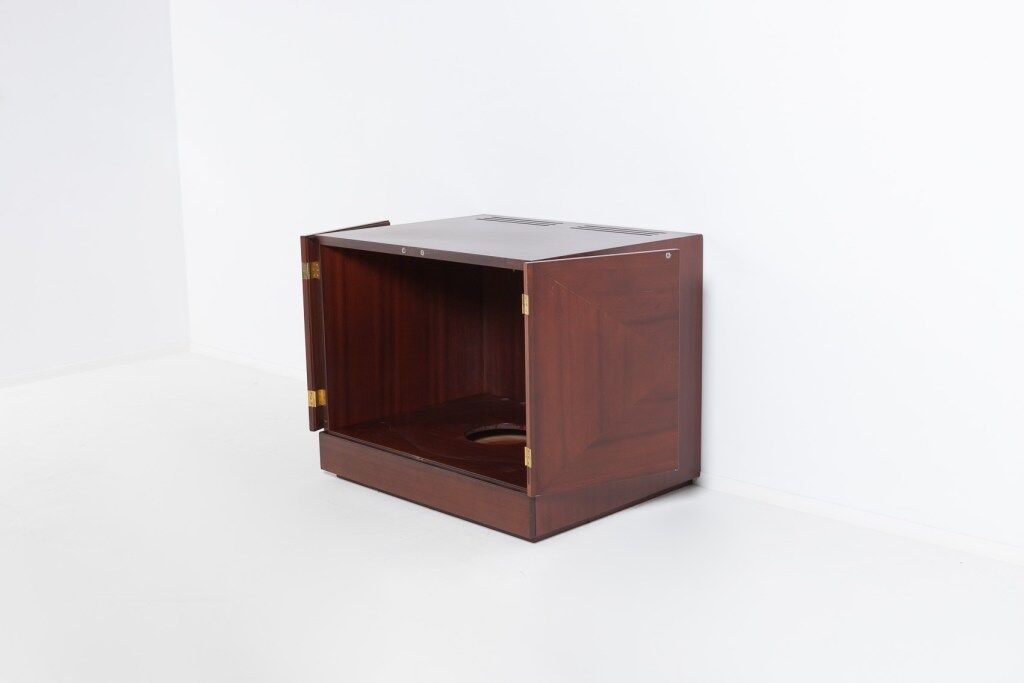 Vintage bar cabinet with brass markings