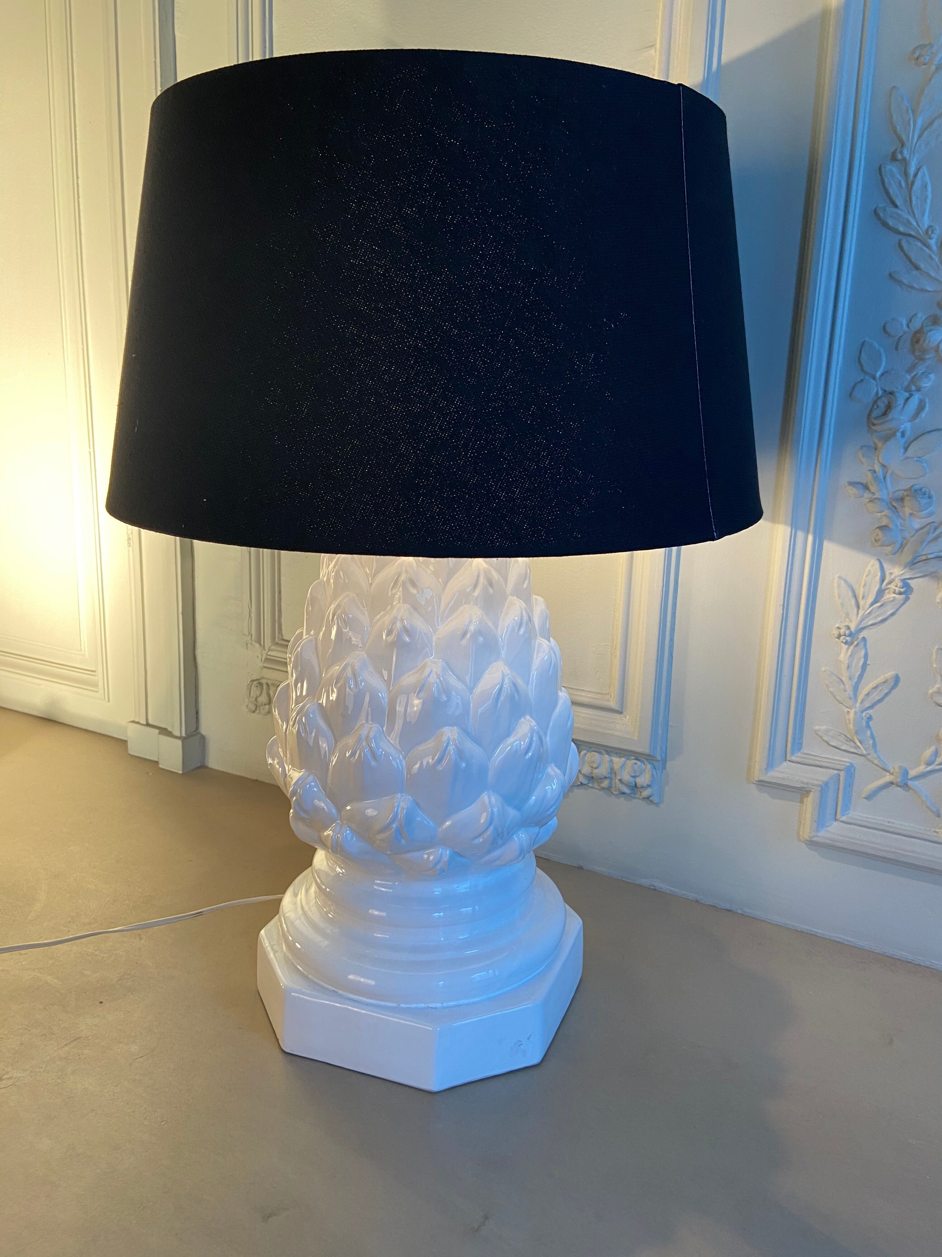 Imposing ceramic table lamp artichoke shape, Italy, 1960s