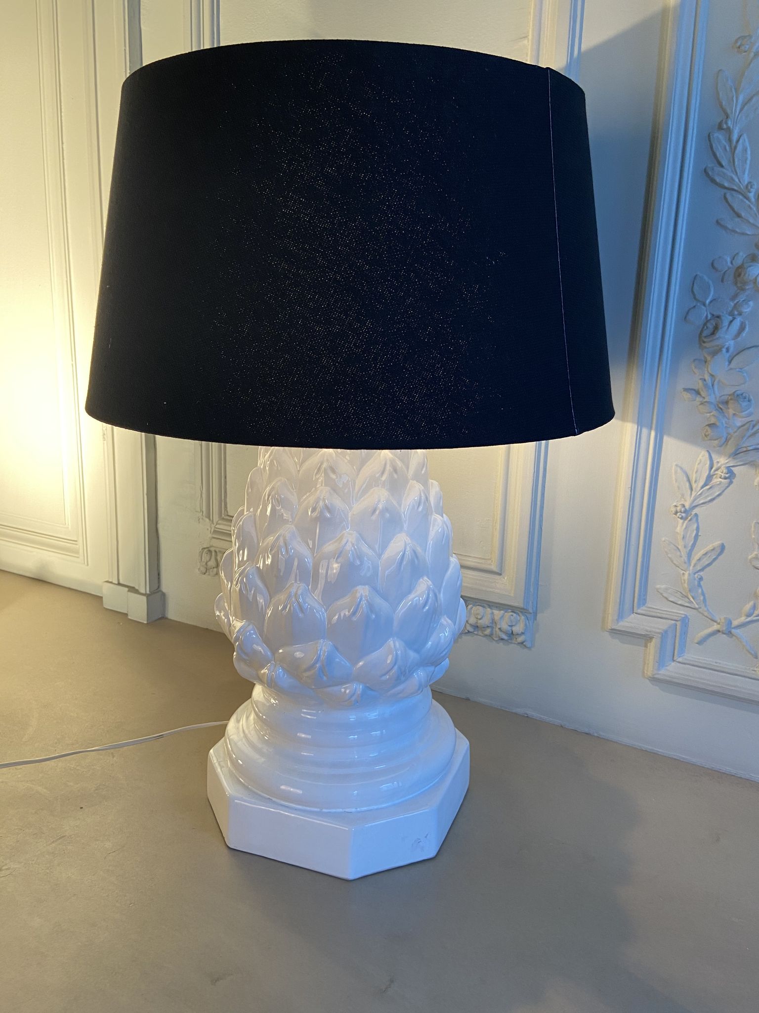 Imposing ceramic table lamp artichoke shape, Italy, 1960s