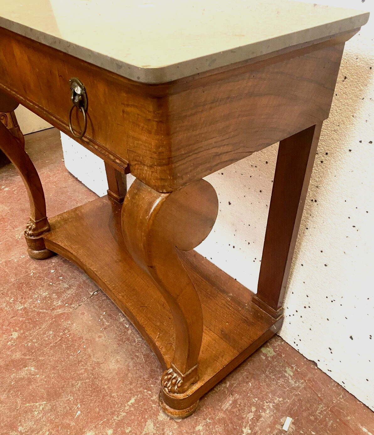Empire console in walnut and marble top XIX century