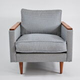 Original vintage armchair model ZWP-8 Cube, fully restored, pied de poule fabric, 1970s