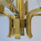 Lustre en laiton et feuille d'acanthe en verre de Carl Fagerlund, Suède, années 1960