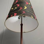 Danish Teak floor lamp with Black and Red , Yellow shade 1960s
