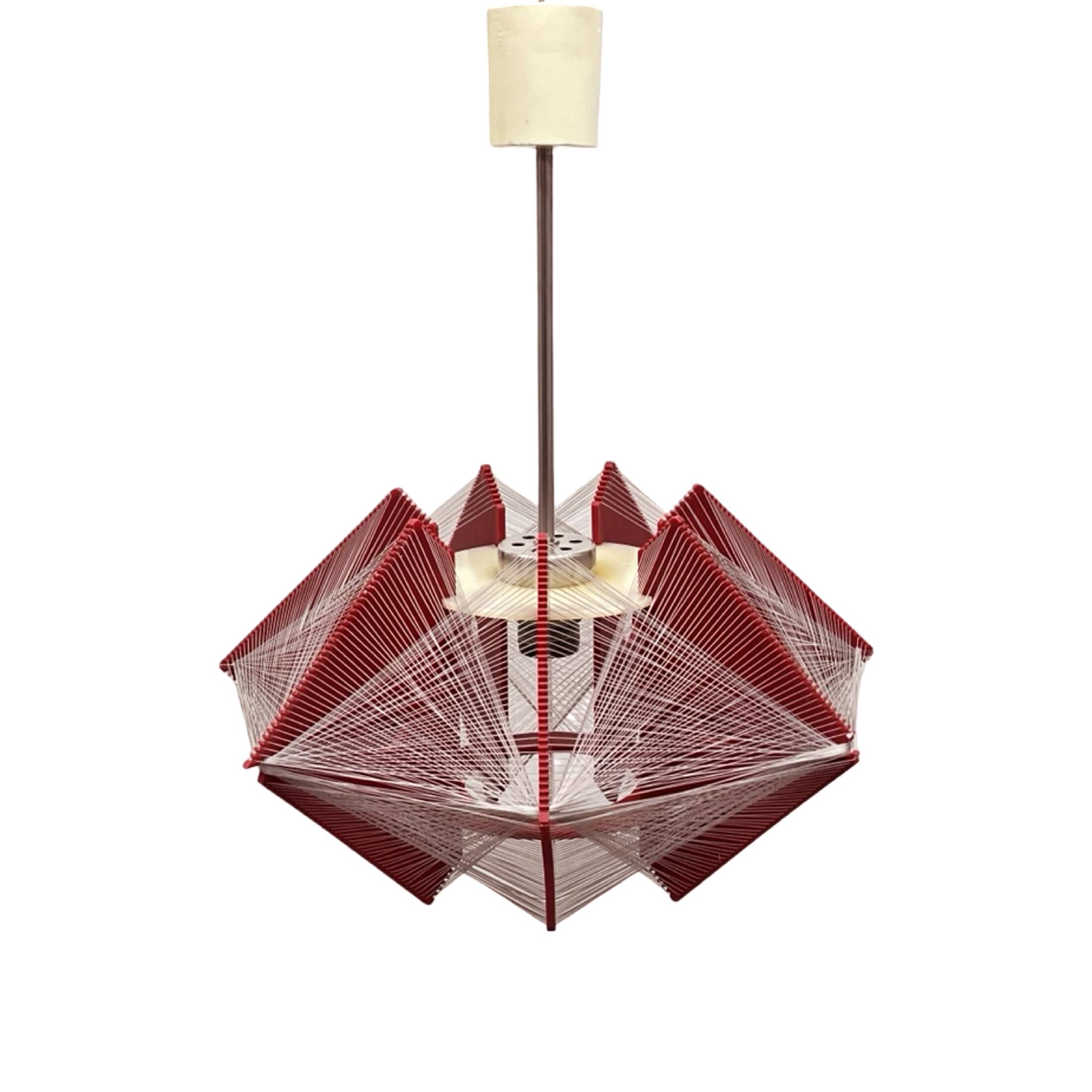 "Rozwój" Kłobuck hanging string lamp, Polish design from the PRL 1970