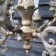 Italian Vintage patinated bronze chandelier with 4 lights with a beautiful wow patina