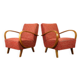 Paire de fauteuils en bois courbé Halabala, République tchèque années 50