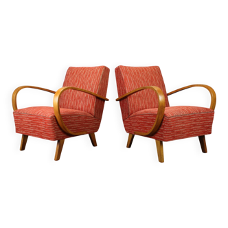 Paire de fauteuils en bois courbé Halabala, République tchèque années 50