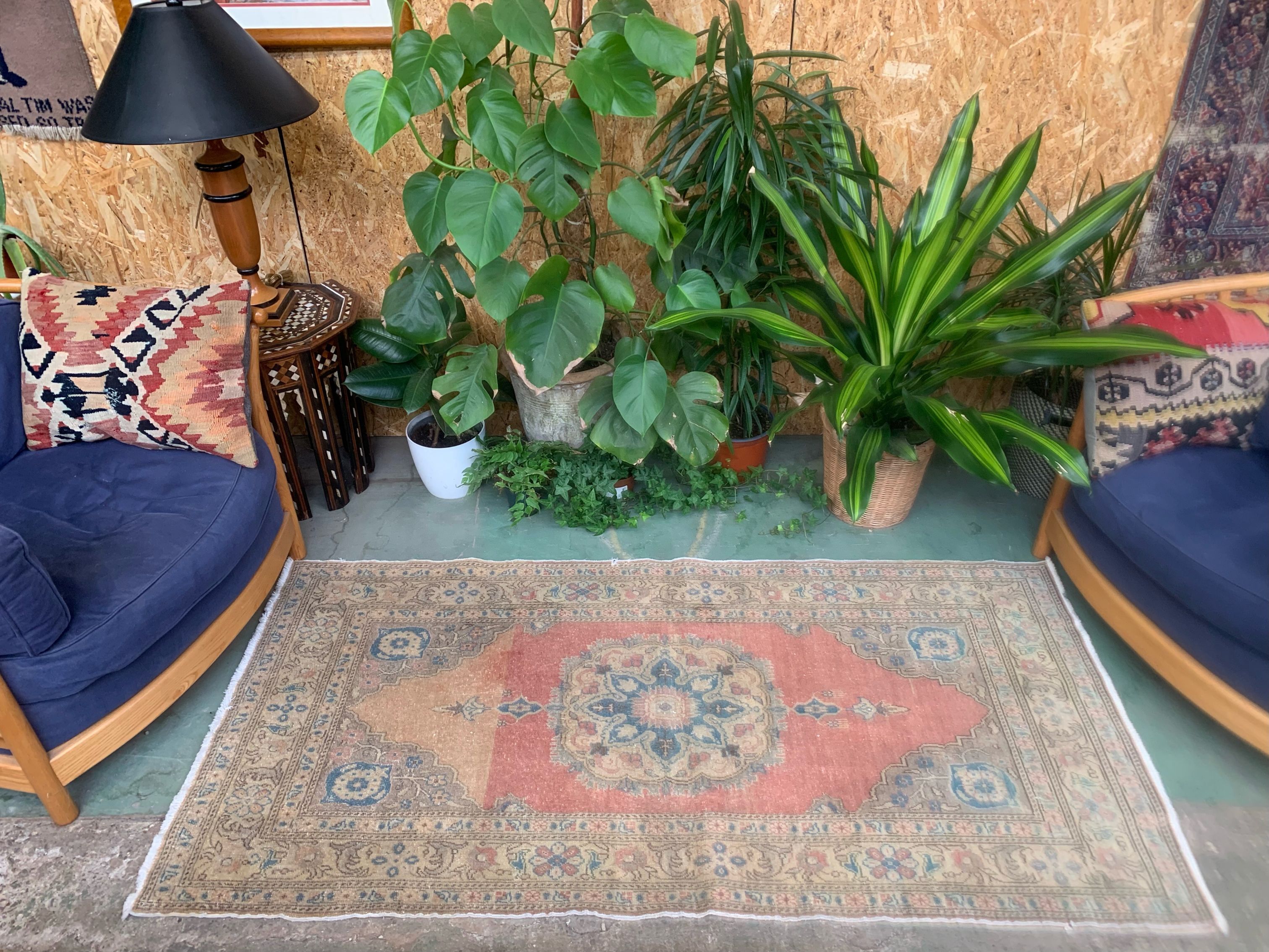 Vintage turkish oushak rug 187x91 cm carpet