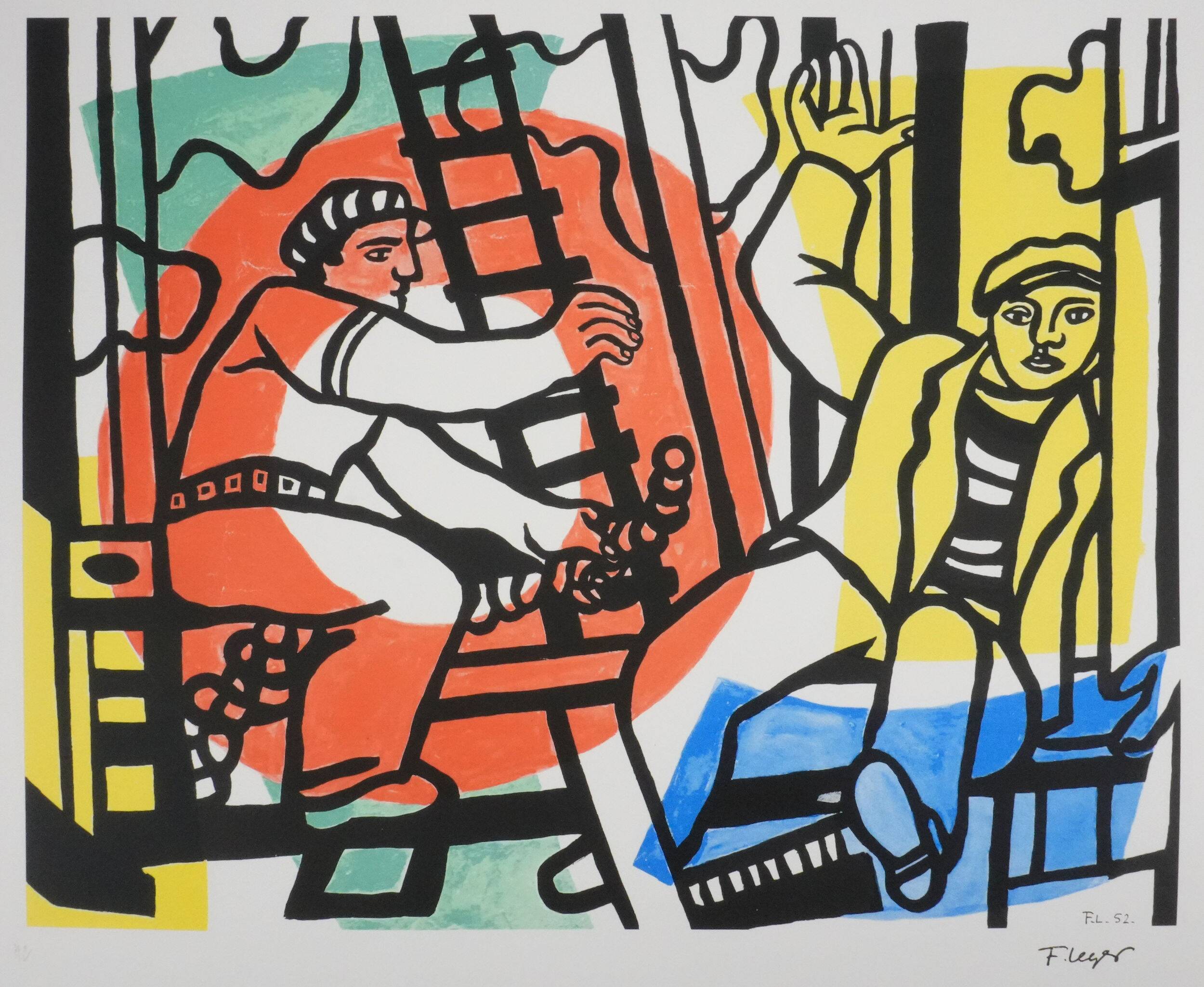 Fernand leger : les constructeurs, lithographie signée