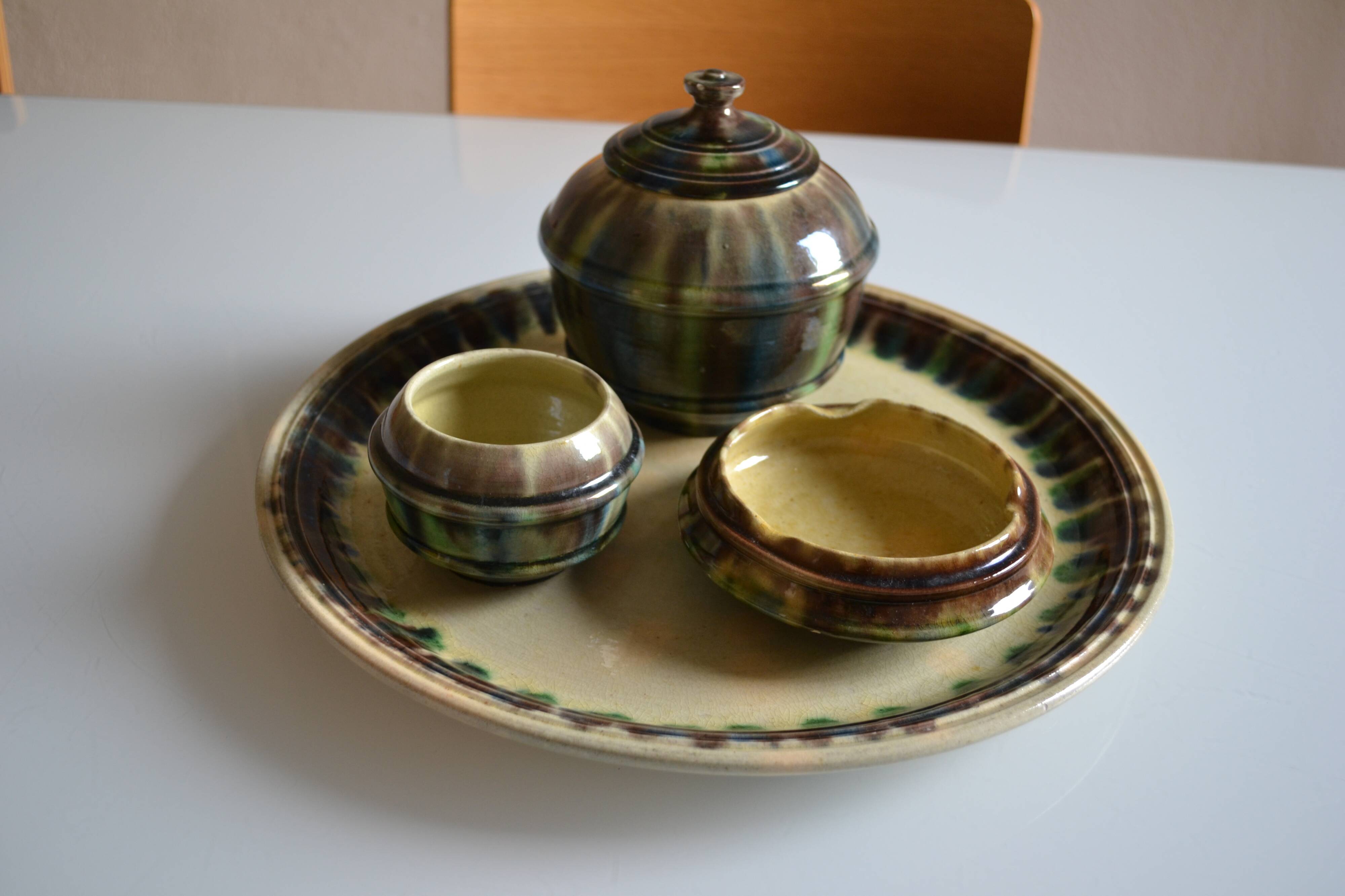 Sauveur Lunetta in Vallauris Vintage Ceramic 1950 Smoking Set