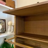 Dark wood display case 4 compartments and 1 drawer