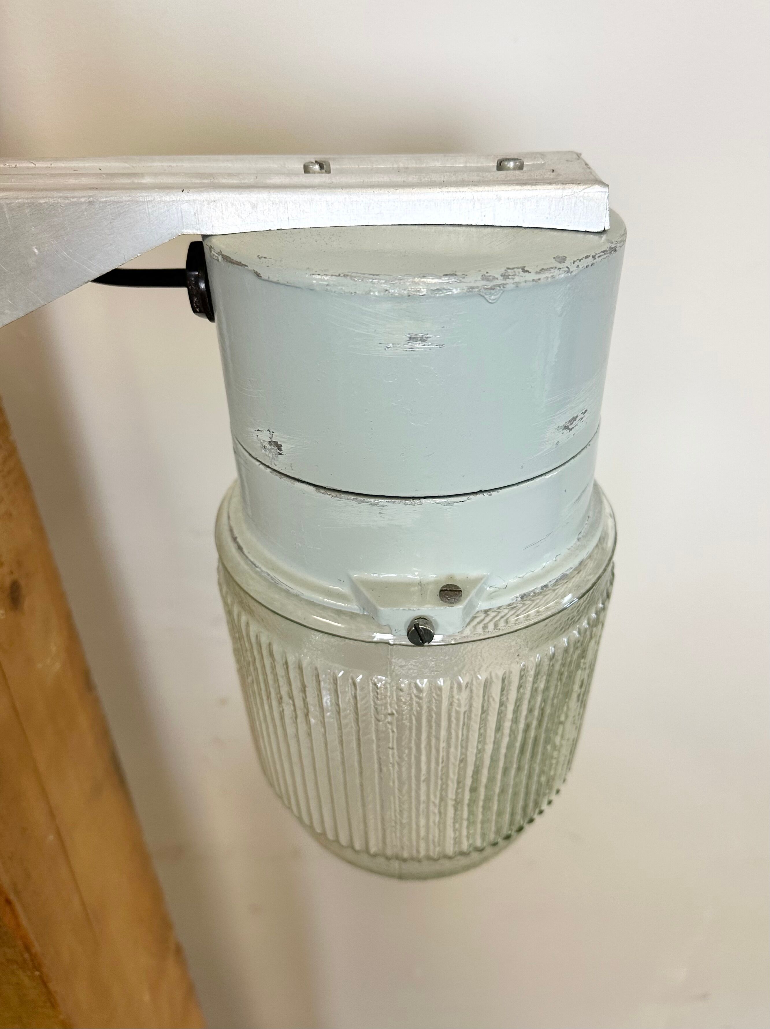 Industrial Aluminium Wall Light with Ribbed Glass from Elektrosvit, 1970s