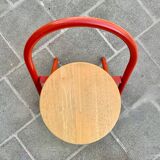 Vintage folding chair in red painted metal and wood