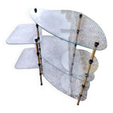 Removable shelving unit, glass and vintage brass