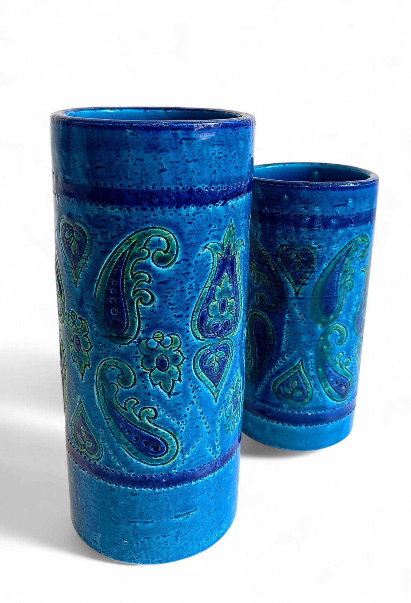 Vases en céramique Rimini Blu d'Aldo Londi, Bitossi, Italie, années 1960.