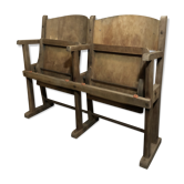 Pair of wooden cinema armchair
