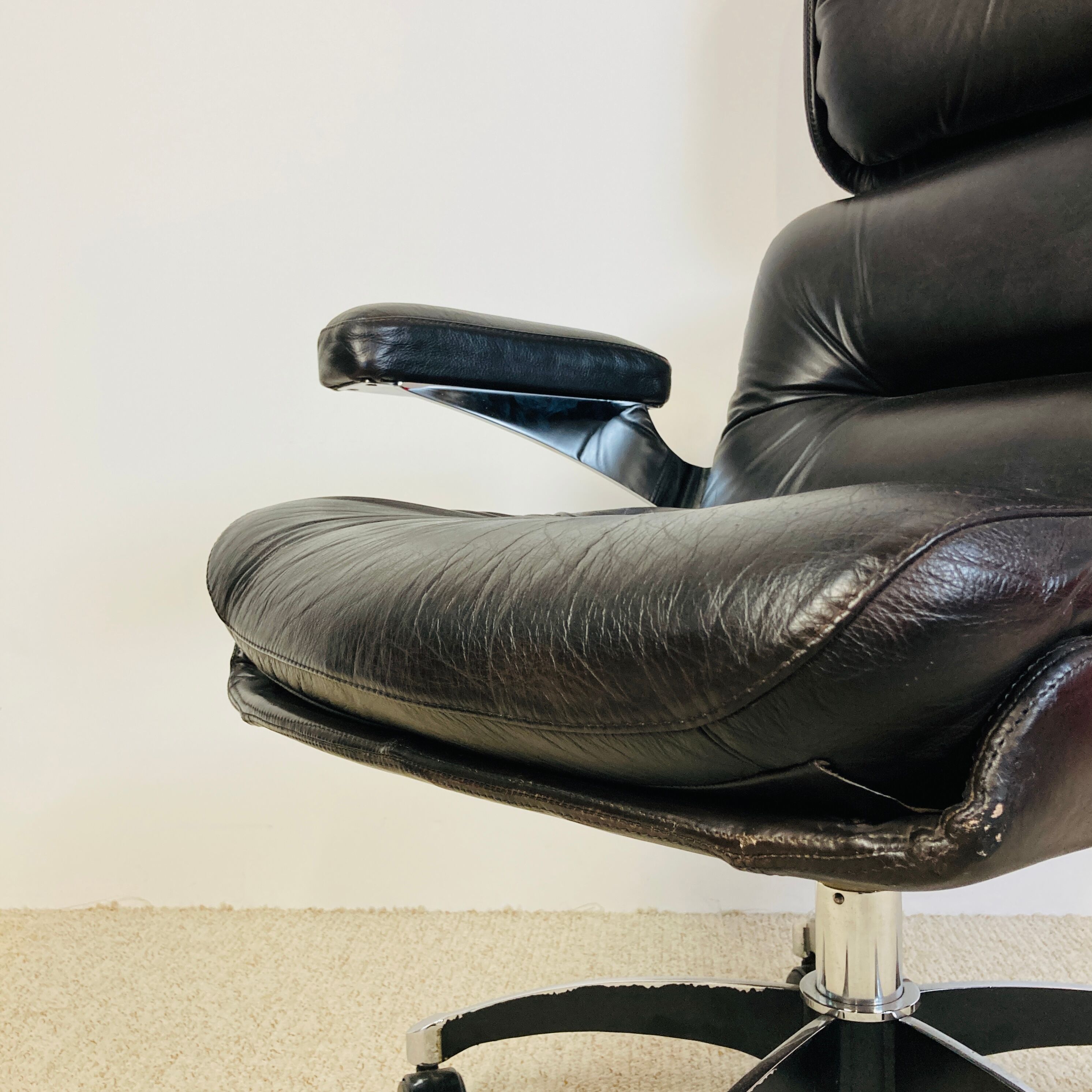 Leather office chair, martin Stoll design, 1970