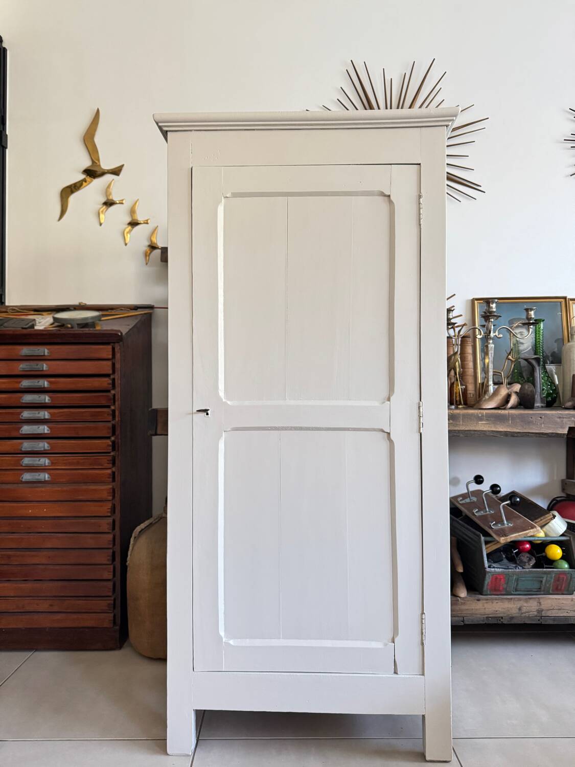 Antique vintage white Parisian wardrobe