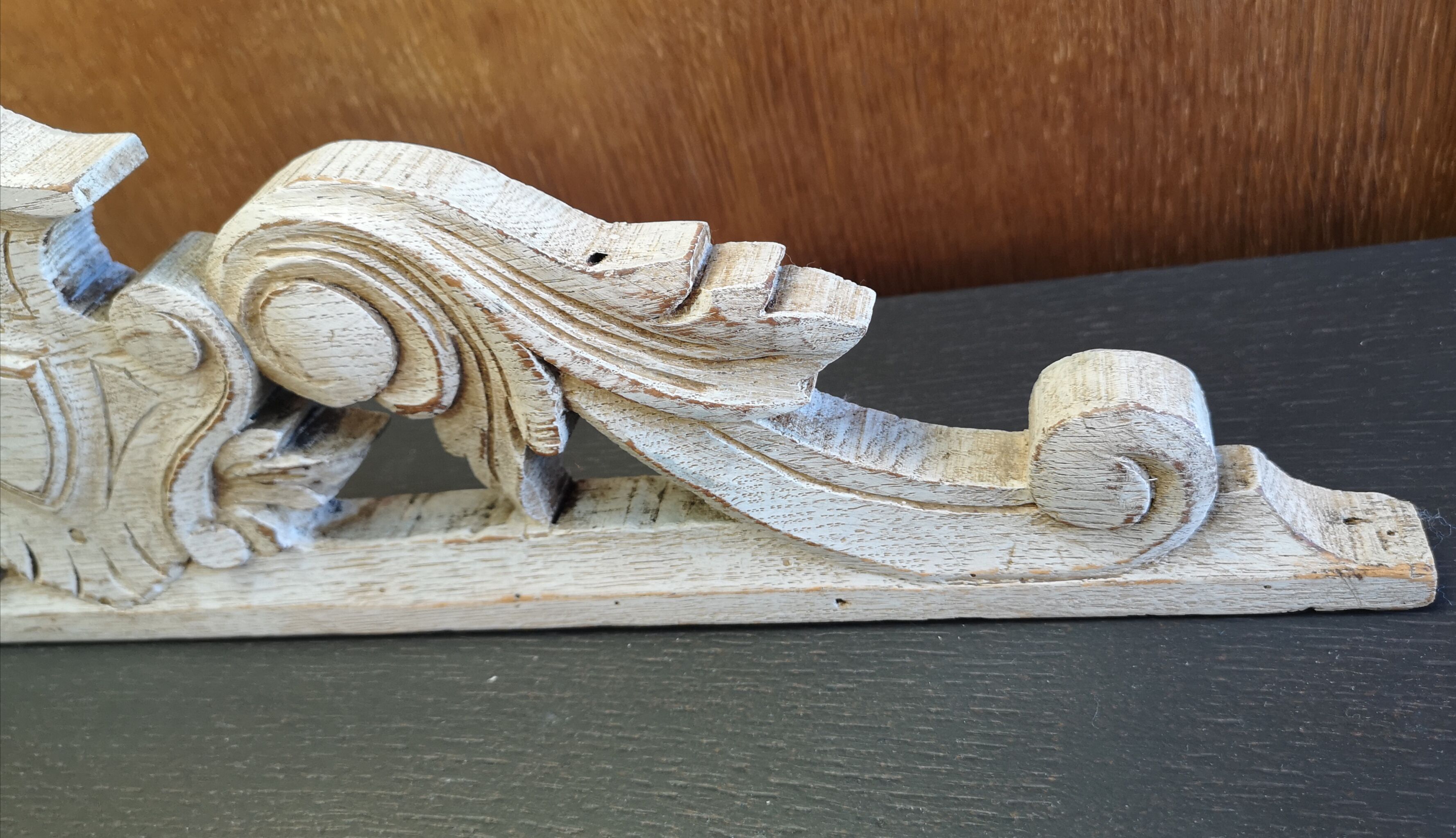 Fronton patina shabby chic gustavien XIX th 60 cm