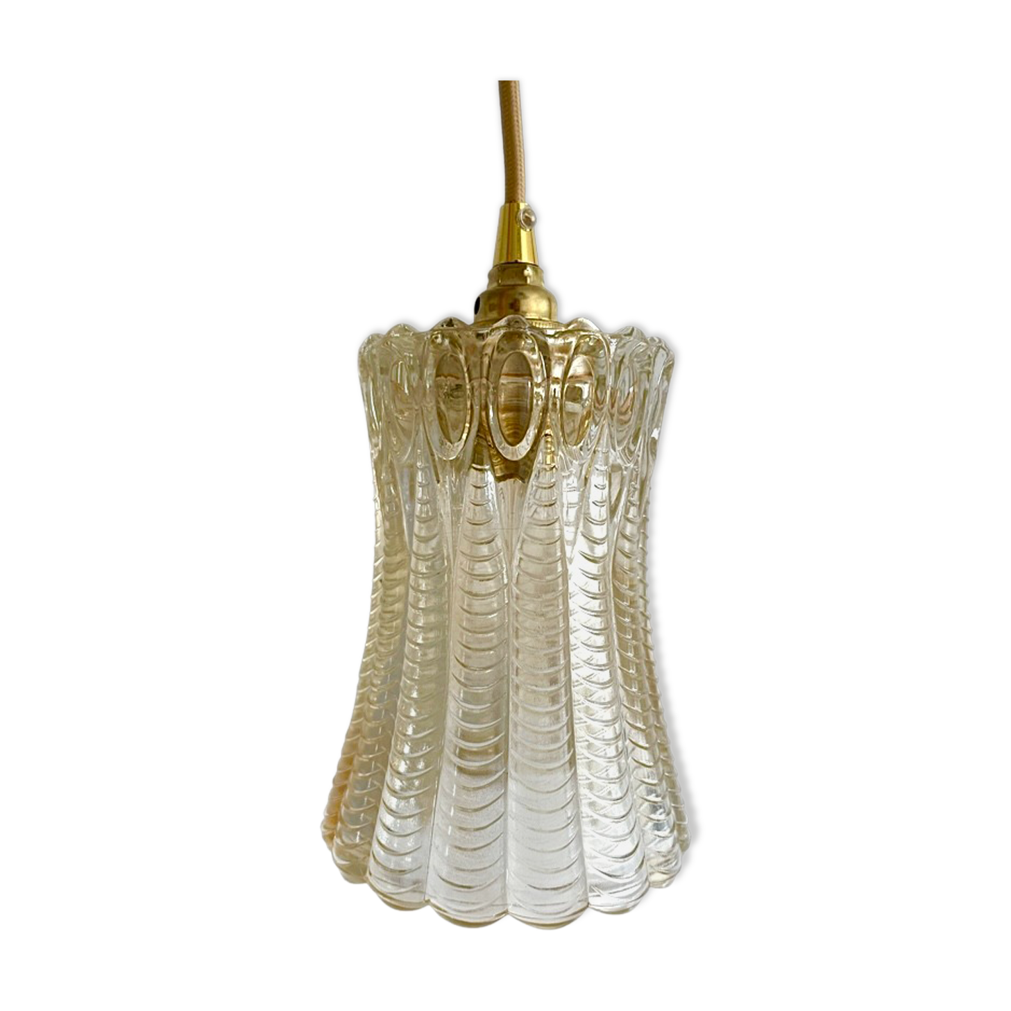 Vintage amber glass walking lamp electrified to nine