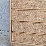 Vintage rattan chest of drawers