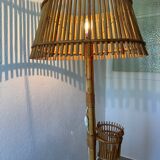50s rattan plant stand floor lamp