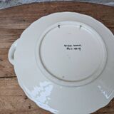 Old decorative plate with handles Old Rouen handmade