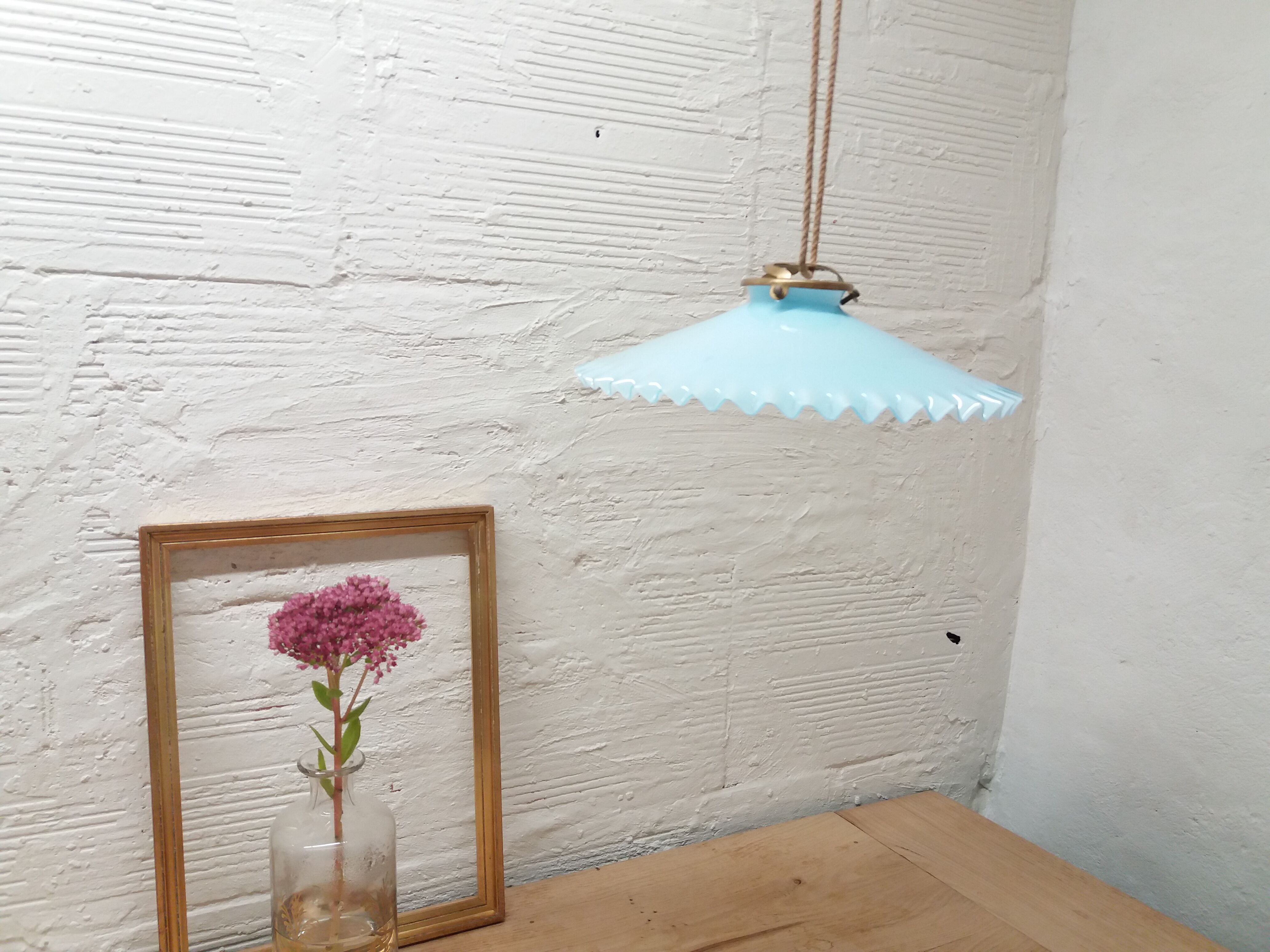 Soft blue pleated Opaline