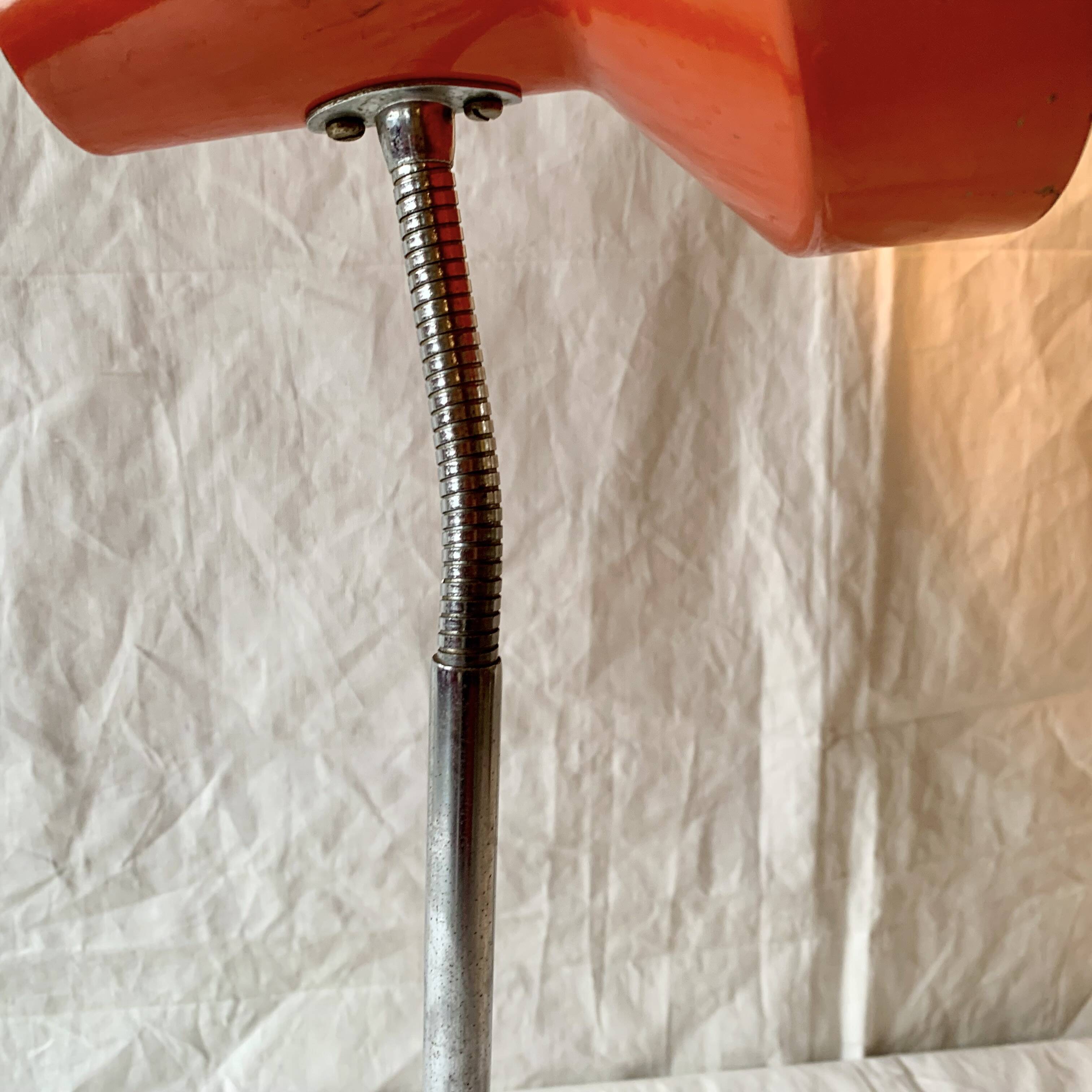 Vintage desk lamp in orange lacquered metal