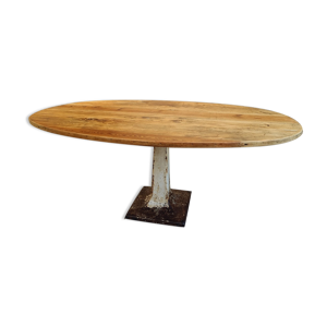 table antique ovale table à manger en fonte avec bois