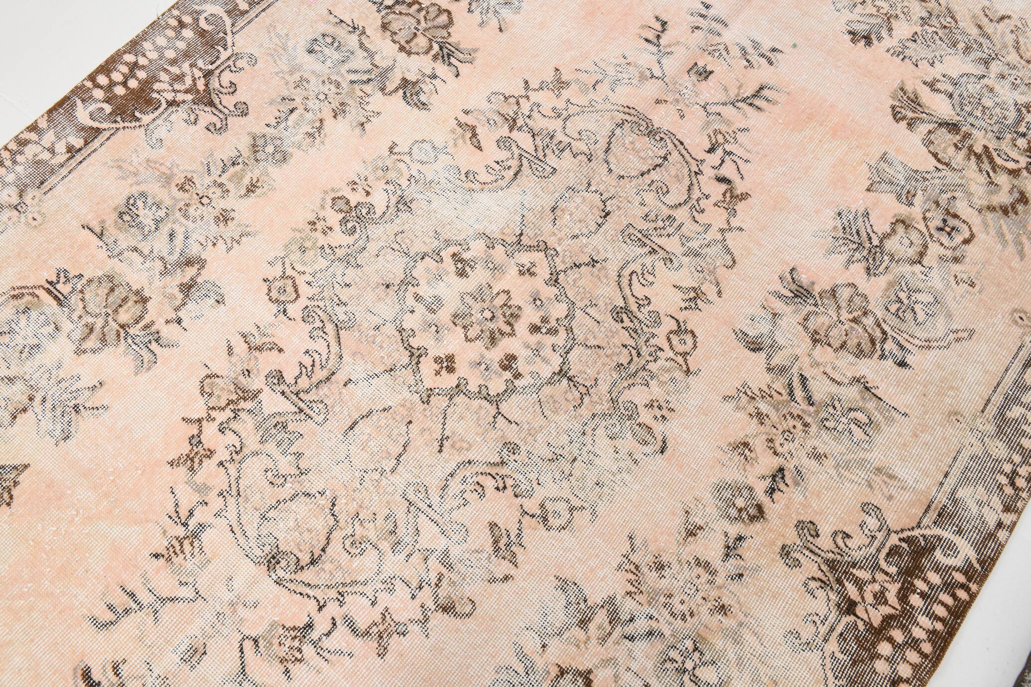 5x9 Brown Beige Classic Floral Handmade Vintage Rug, 167x283Cm SK 5465