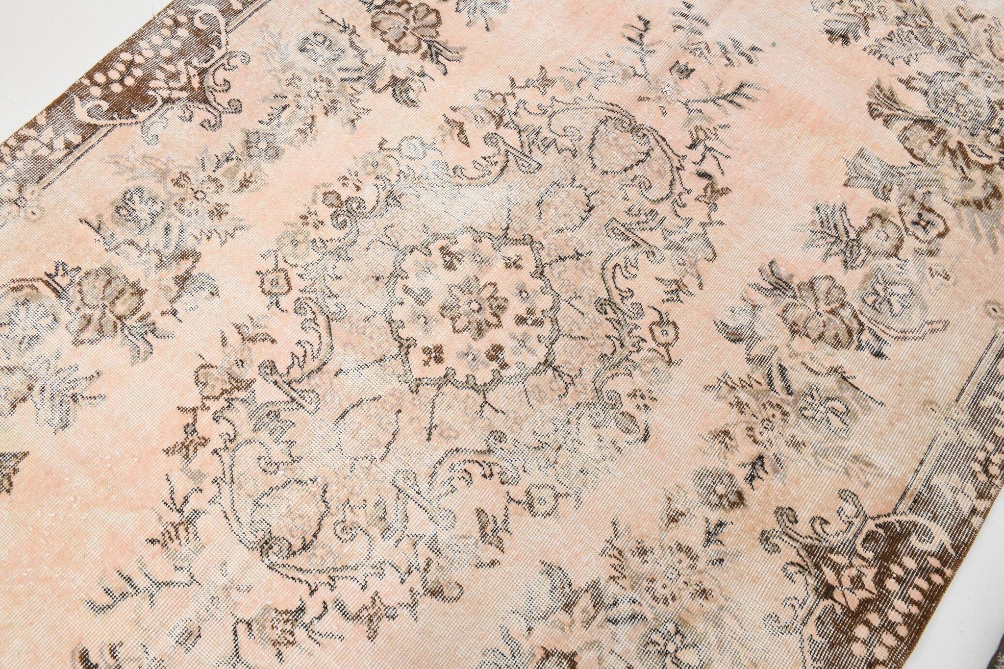 5x9 Brown Beige Classic Floral Handmade Vintage Rug, 167x283Cm SK 5465
