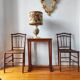 Pair of turned wood chairs with caning