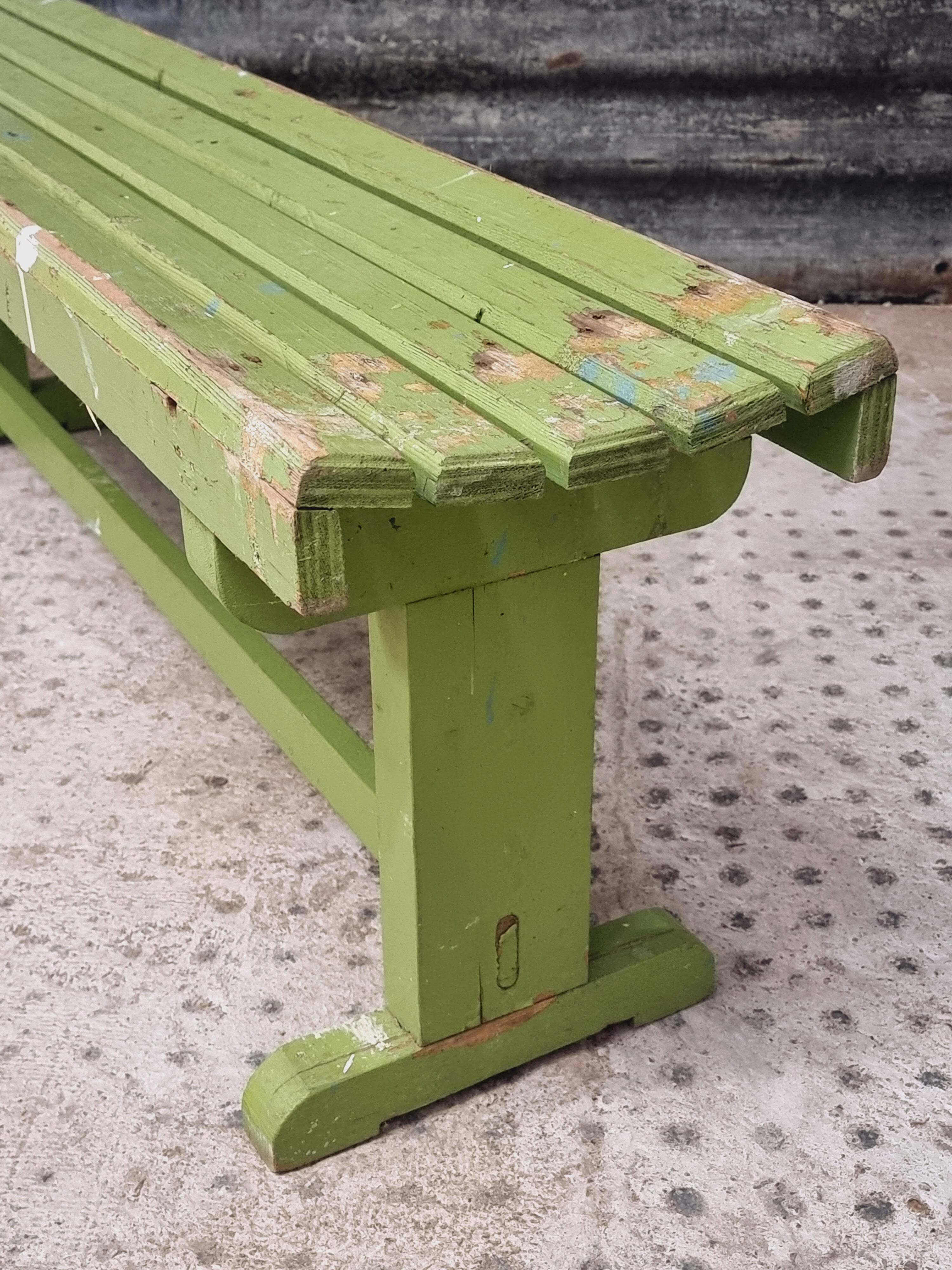 Vintage wooden bench grass green garden bench 140 cm