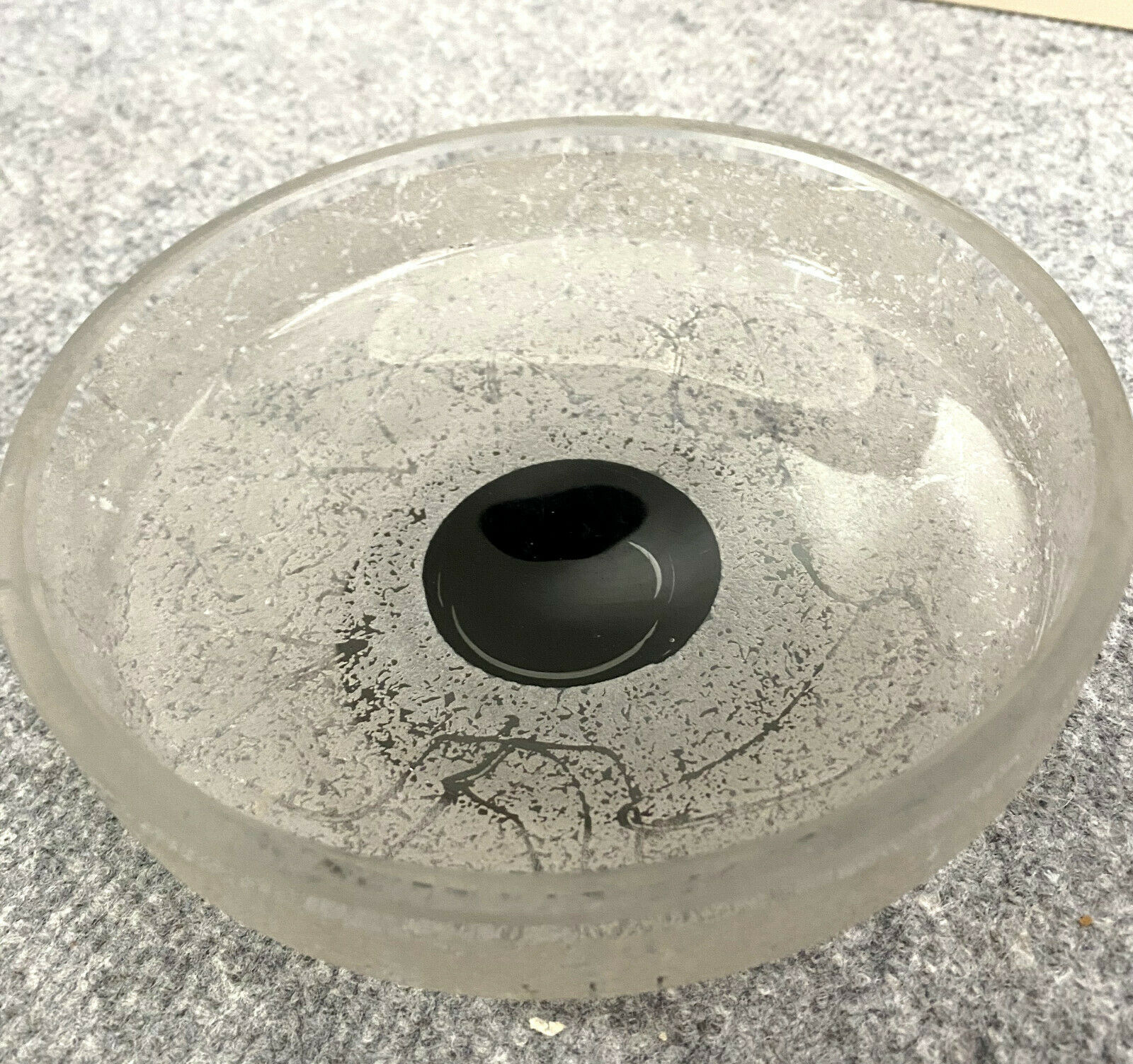 Daum circa 1950: frosted glass caviar cup on black pedestal
