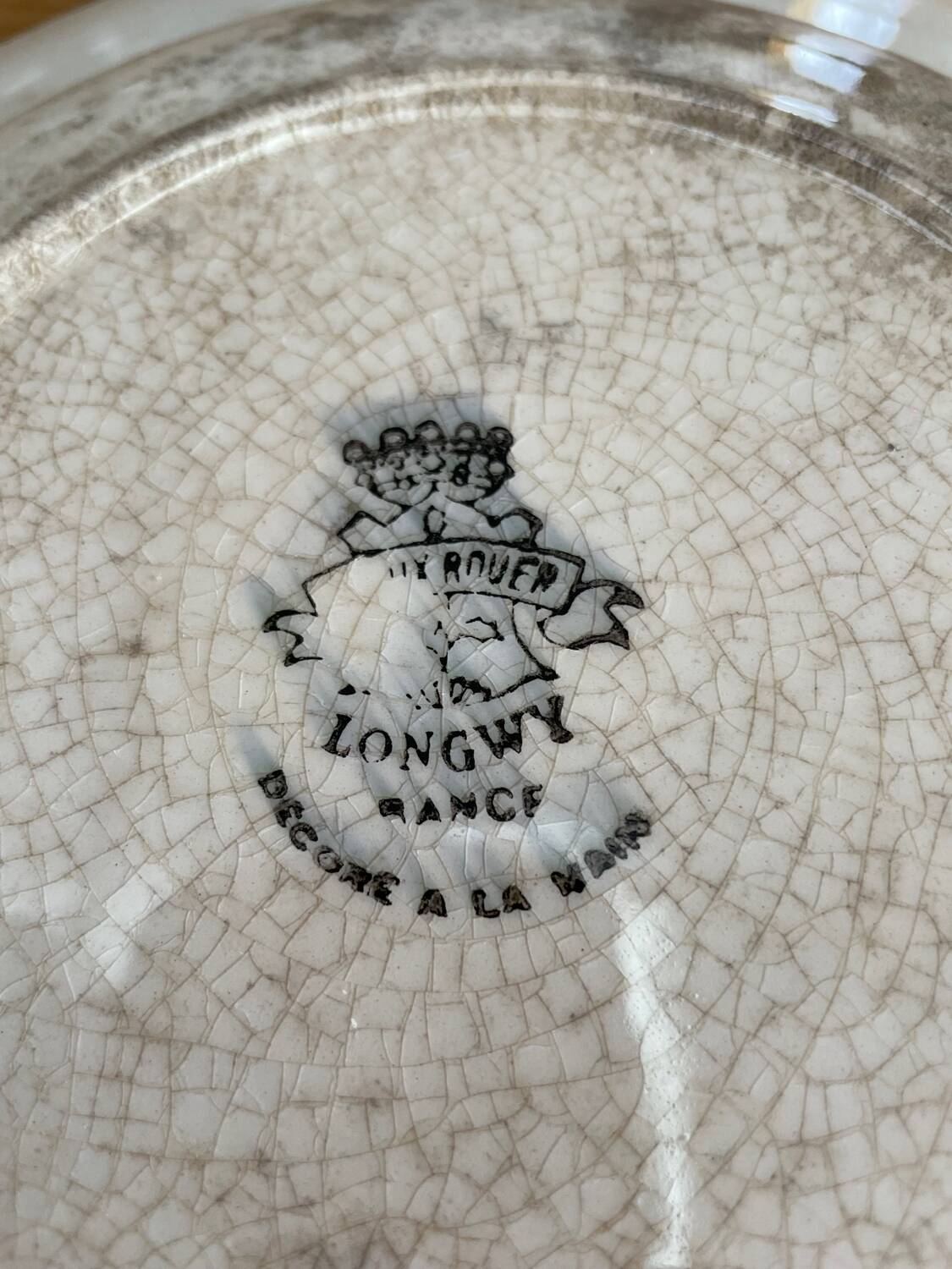 Large deep plate Longwy old Rouen