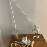 White pyramid desk lamp embnched white pyramid Lungean and Pellmann 1980