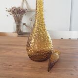 Carafes en verre bullé jaune orangé